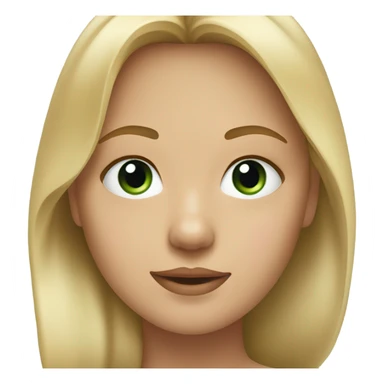 the face of a girl, her hair is half beige and half blonde. One eye is blue, the other is green sticker