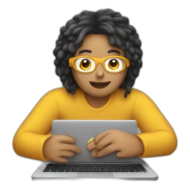 A person editing on laptop sticker