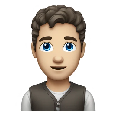 3d emoji artist style of a young frenchman with dark brown hair and blue/grey eyes sticker