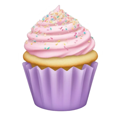 A vanilla cupcake with light pink frosting and pastel sprinkles  sticker
