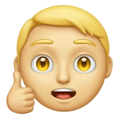 Original yellow Emoji face stressed out with one eye half open quivering out of anxiety and a singular thumbs up sticking out. . The right eye needs to be half closed  sticker