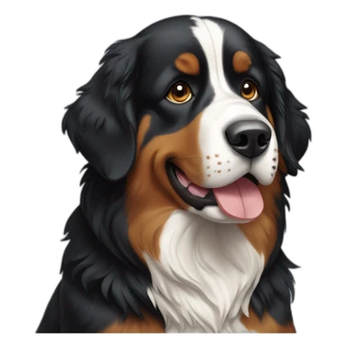 Bernese Mountain Dog with a toy sticker
