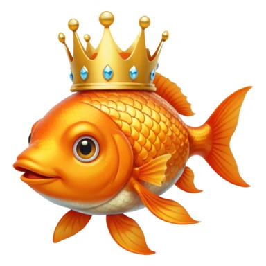 goldfish wearing a crown sticker