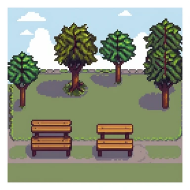 city park with trees and bench sticker