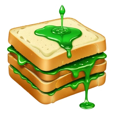 A sandwich with green goop syrup on top sticker