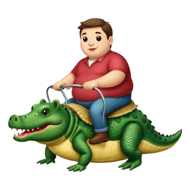 A fat pig riding a alligator  sticker