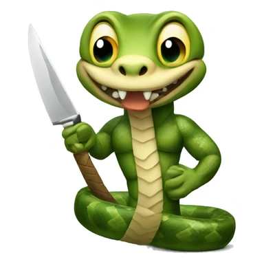 a snake holding a knife  sticker
