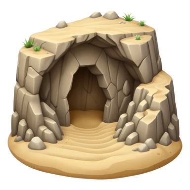 generate realistic detailed cave in 3d style with sand  sticker
