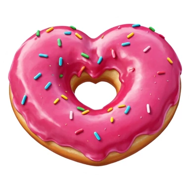 Realistic isolated heart shaped donut with red frosting. sticker