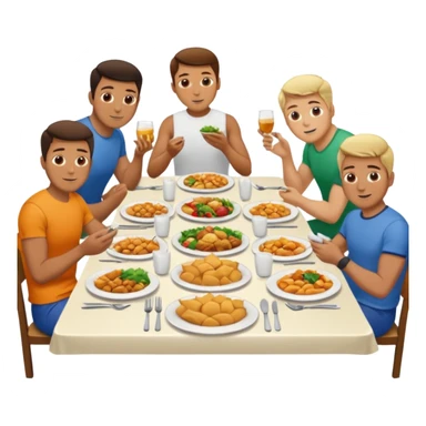 men eating at restaruant sticker