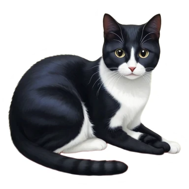 Черный антропоморфный кот с янтарными глазами, в сине-красном худи sticker