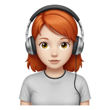 redhead skin white girl with deportive t shirt and headphones sticker