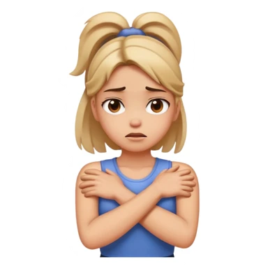 Girl crossing arms holding neck mad sticker