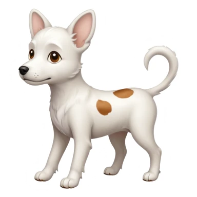 White midle dog Not fluffy with brown eyes and some long white body and white ears with brown spots curved on the sides , walking  sticker