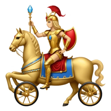 The Chariot tarot card emoji, inspired by Rider Waite Smith deck, figure in chariot with two sphinxes, concise, vibrant sticker