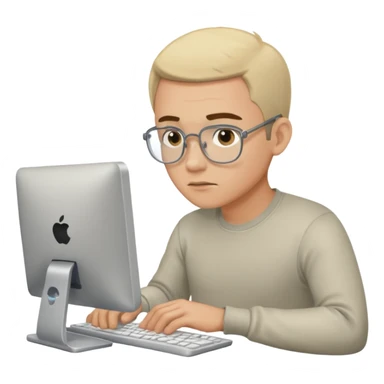 ligth man working on his computer sticker