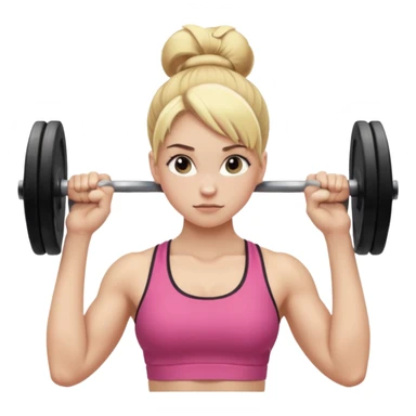 pale gym girl with blonde hair in a bun lifting weights sticker