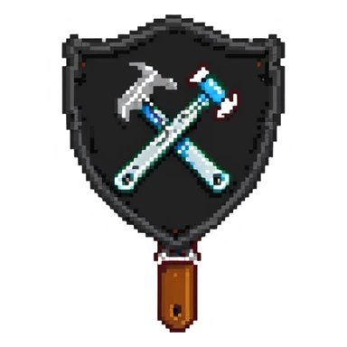 Shield with wrench and ban hammer crossed, classic moderator emblem sticker