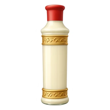 Creamy salad dressing in a bottle shaped like a roman column sticker