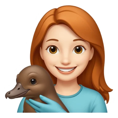 woman playing with platypus sticker