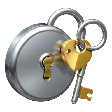 A chrome silver lock and key emoji, smooth metallic surfaces, glossy reflections, luxury swag vibe, minimal iOS emoji style, centered on clean white background sticker