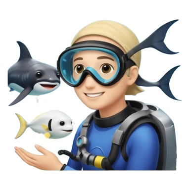 une personne qui est devant un aquarium où on peut carreser des raies menta sticker