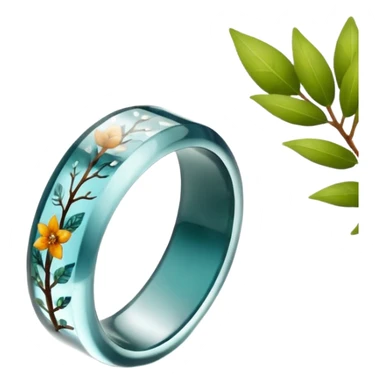 epoxy resin ring with nature motifs crystal sticker