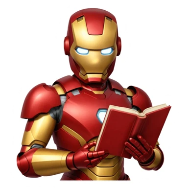read book with iron man sticker