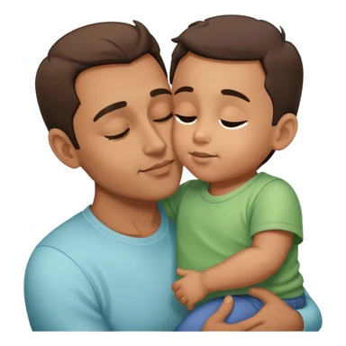 Father giving his child a gentle kiss on the forehead, family love sticker