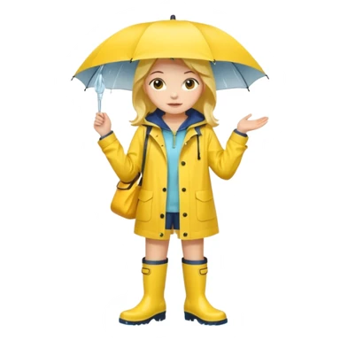 Girl in a yellow raincoat and rain boots sticker