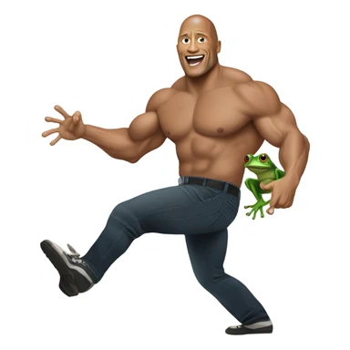 Dwayne Johnson kicking a frog sticker