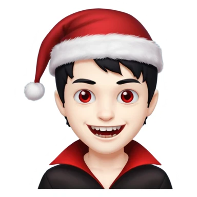 Vampire boy ,Fangs , cHristmas hat ,black hair sticker