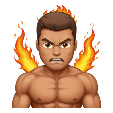 burning angry bodybuilder man  sticker