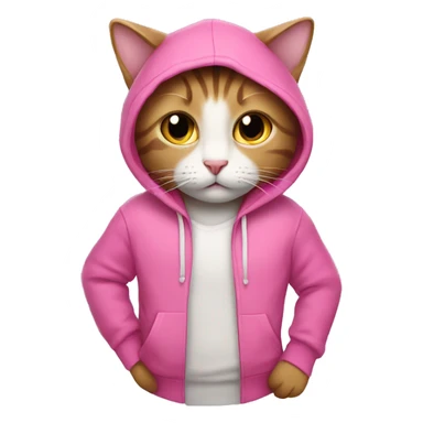 cat wearing a pink hoodie sticker