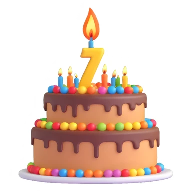 birthday cake with number 7 candle sticker