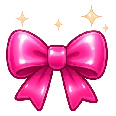 pink bow emoji, cute and shiny, with sparkles sticker