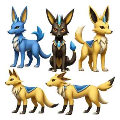 Lucario-Anubis-Zeraora-Jolteon-Fakémon-hybrid-creature (full body)  sticker