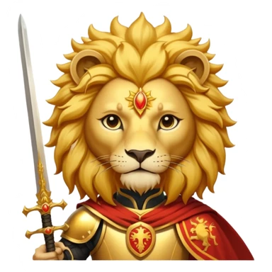 Emoji style pre 1979 Iran Sun and Lion, golden lion with sword, rising sun, flat bold colors sticker