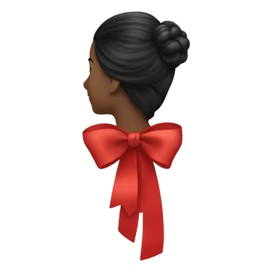 black open hair from behind with a red bow sticker