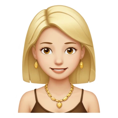 Female with Gold Necklace, fair skin, different expressions. sticker