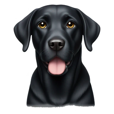 black labrador with white chest sticker