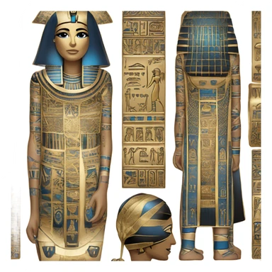 egypt full body sarcophagus coffin gold blue white black  sticker