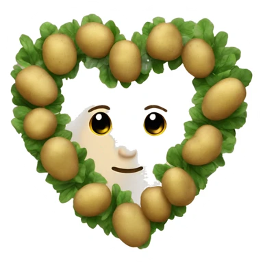 beige heart adorned with potatoes garland sticker