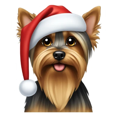 Yorkshire Terrier with a Santa Claus hat on his head  sticker