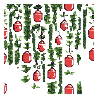 Green tea buds and leaves, pixel art style sticker