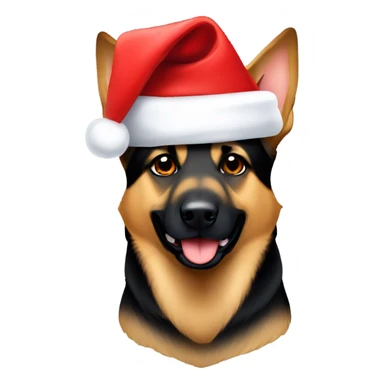 German Shepard with Santa hat sticker