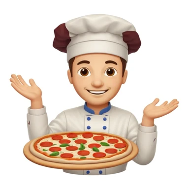smiling Italian chef spinning pizza dough sticker