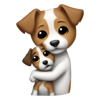 whit brown haired girl with hair in plaid hugging jack russell terrier sticker