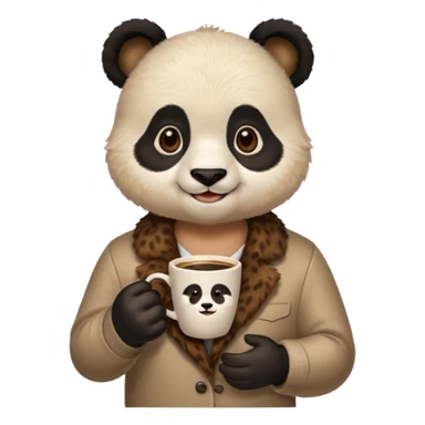 barista panda, holding coffee cup sticker