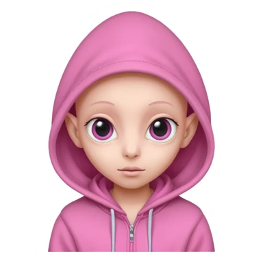 Aliens Pink, hoodie, cute big eye, thin ears, half body sticker